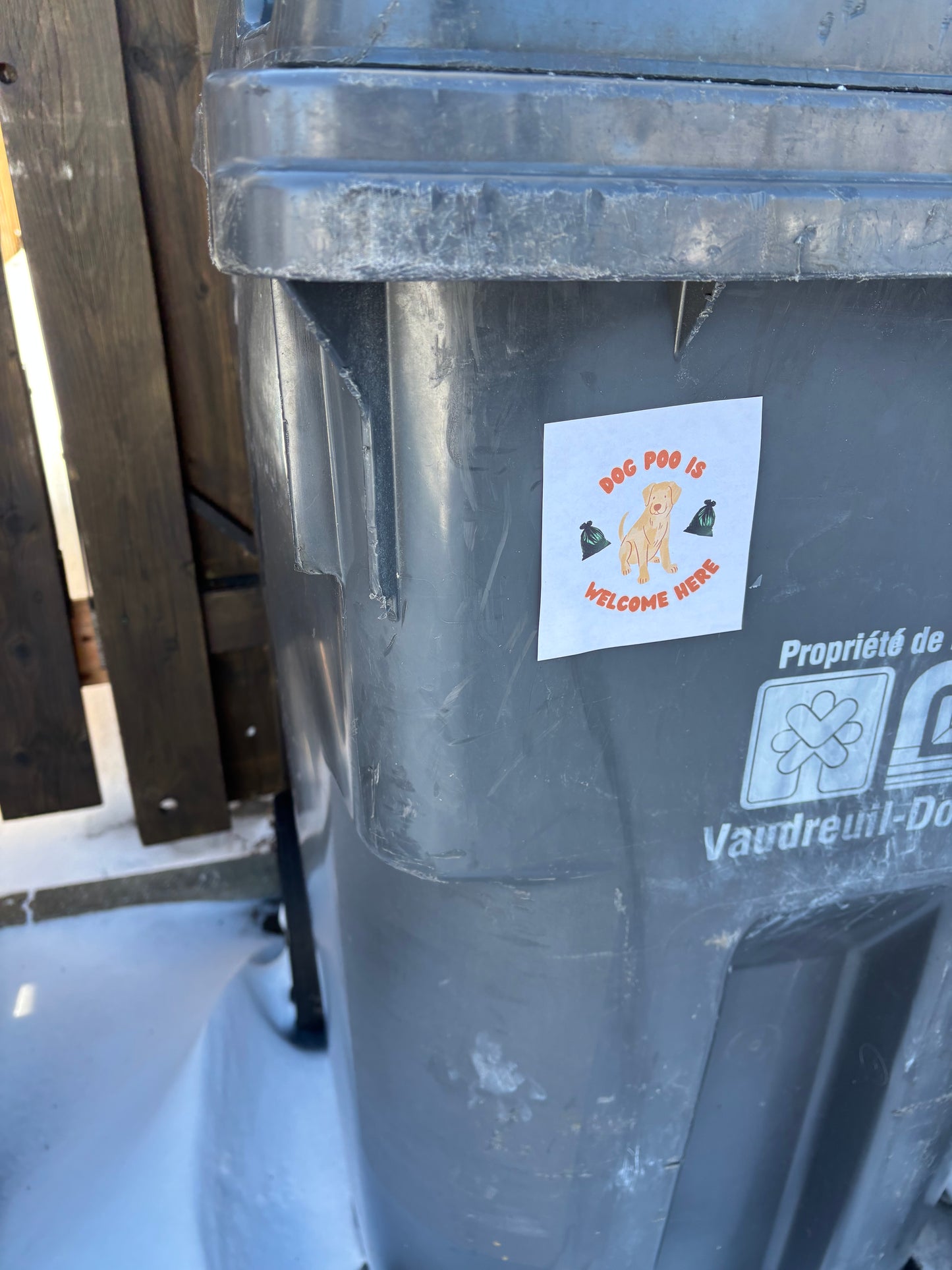 "dog poo is welcome here" sticker